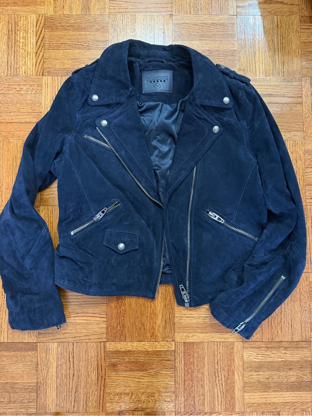 Blank NYC Navy Suede Moto Jacket